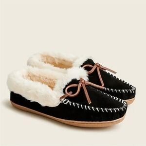 NWT J Crew Lodge Moccasins Black Suede